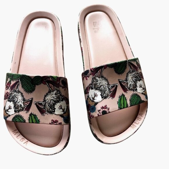 Mel Mini Melissa Pink Llama Slide Sandals Girls Size 1 - Picture 1 of 5